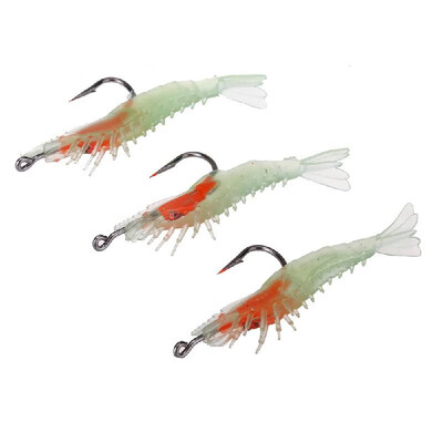 

Lixada 3Pcs 6cm3g Artificial Fishing Lure Bionic Shrimp Prawn Soft Bait Fishing Tackle Noctilucent Luminous Lifelike with Hook