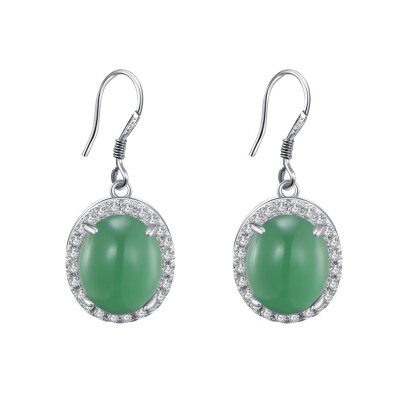 

Women Fashion Jewelry Gift Party Decor Fake Jade Rhinestone Inlaid Hook Earrings