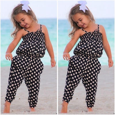 

Toddler Baby Girl Kids Polk Dot Romper One-piece Jumpsuit Playsuit Harem Pants