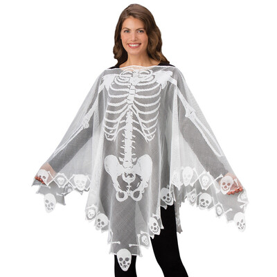 

Toponeto Halloween Skeleton Lace Woven Poncho Comfortable Light Weight Sheer Fabric Breat