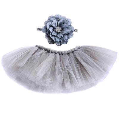 

2pcsset Cute Infant Girls Flower Hairband Tutu Skirt Children Photo Props