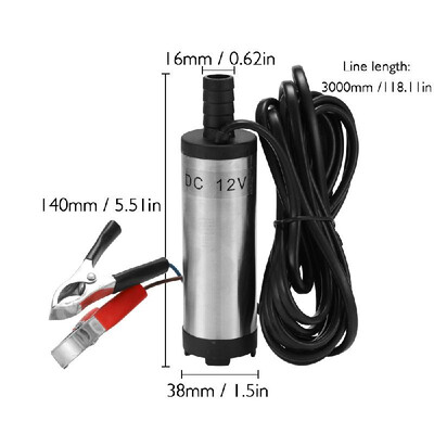 

DC 12V Electric Submersible Pump Stainless Steel Submersible Pumps for Water Diesel Oil Kerosene 12 Lmin Refueling Tool
