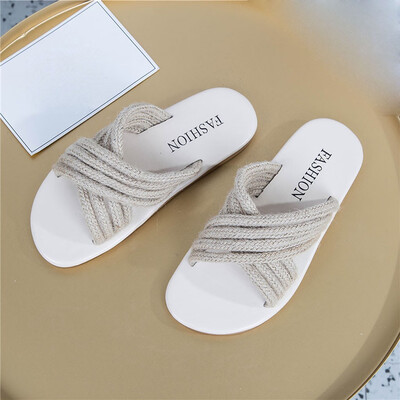 

Rose Women Rope Band Sandals Flat Fisherman Shoes Beach Flip Flops Beach Slippers