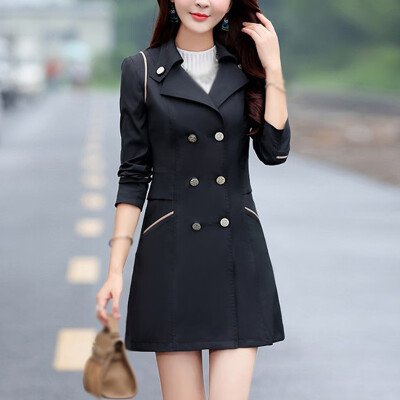 

Ladies Solid Button Down Long Sleeve Coat Tops Lapel Collar Formal Warm Cardigan