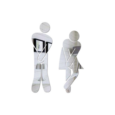 

Removable Man Woman Washroom Toilet Wall Sticker DIY Mirror 3D Sticker Decor