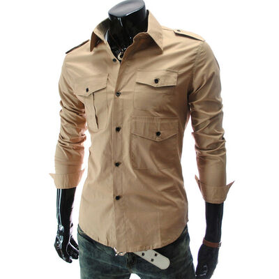 

Mens Long Sleeve Slim Fit Dress Shirt Business Work Luxury Formal Casual T-shirt