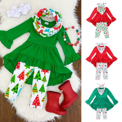 

3PCS Toddler Kids Baby Girl Outfit Clothes Long Sleeve Shirt TopsLong Pants US