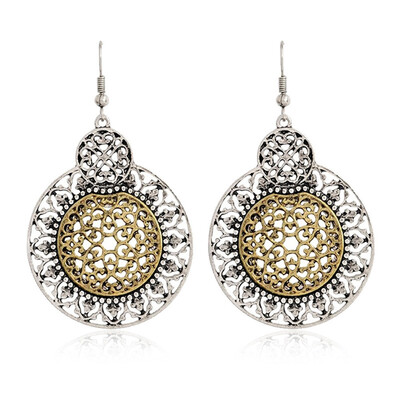 

Bohemian Beach Hollow Pattern Personalized Retro Circular Earrings Ethnic Earrings Brincos