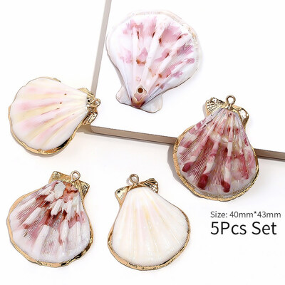

5 Pcs Gold Plated Sea Shells For Jewelry Fashion DIY Handmade Home Decor Natural Shell Craft Accessories Ornaments