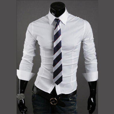 

New Mens Youth Korean Slim Thin Shirt Long Sleeve Fashion Casual Solid Color Simple Shirts
