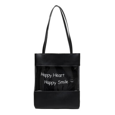

Letter Print Clear Shoulder Handbags Women PVC Shopping Tote Top-handle Bag
