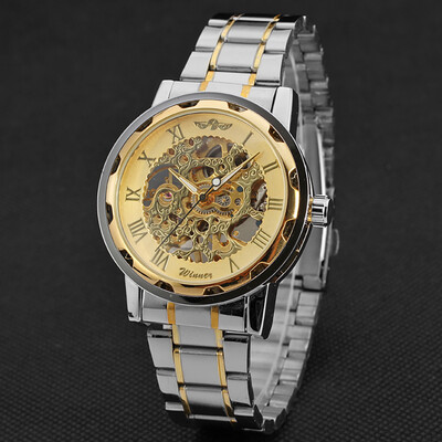 

Gobestart T-WINNER Hollow Luxury Design Business Fashion Mens Steel Belt Mechanical Watch