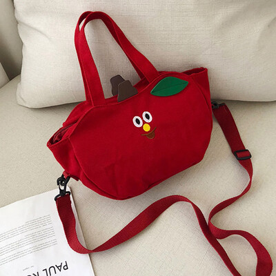 

Cartoon Banana Apple Shape Embroidered Canvas Crossbody Bags Small Handbag