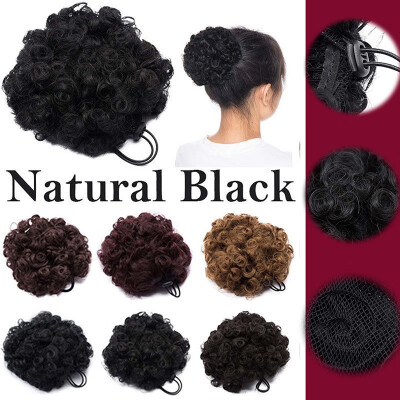 

Afro Bun Extension Puff Ponytail Chignon Hairpiece With Drawstring Afro Kinky Curly Wrap Messy Updo Synthetic For Women