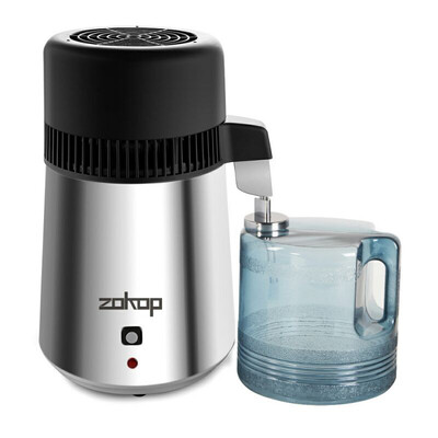 

ZOKOP Stainless Steel Internal Pure Water Distiller 4L Purifier Filter Effective NewSilver