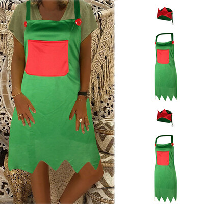

Tailored Christmas Decoration Green Apron Kitchen Aprons Dinner Party Apron Hat Set