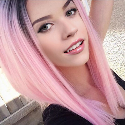 

〖Follure〗Sexy Mix Pink Short Stragiht Synthetic Wig Natural Costume Wig With Wig Cap