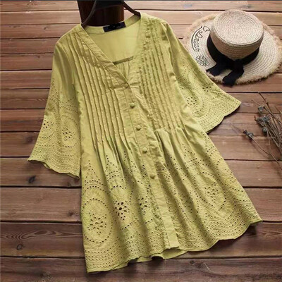 

Women Vintage Printed Tunic Tops V-neck Casual Loose Tops Blouse Shirt T-Shirt