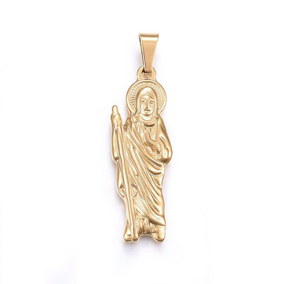 

304 Stainless Steel Pendants Large Hole Pendants Jesus Golden 44x16x4mm Hole 9x5mm