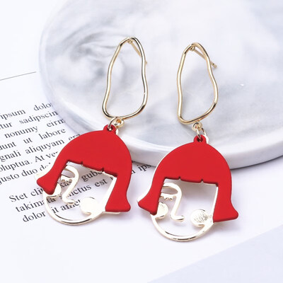 

EK608 Geometric Metal Spray Heart Flower Leaf Waterdrop Earrings for Women Statement Trendy Jewelry Brincos Party Pendientes