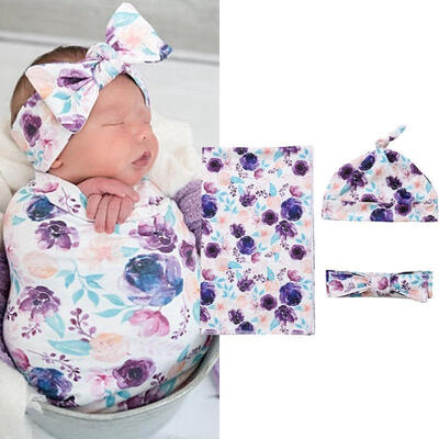 

Newborn Baby Floral Snuggle Swaddling Wrap Blanket Sleeping Bag Swaddle 3Pcs