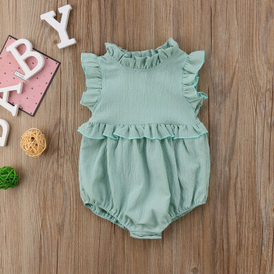 

Summer Newborn Baby Girl Solid Ruffled Rompers Jumpsuit Clothes Outfits 0-24M