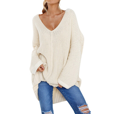 

〖Follure〗Womens Casual Long Sleeve V Neck Jumper Sweaters Blouse Tops