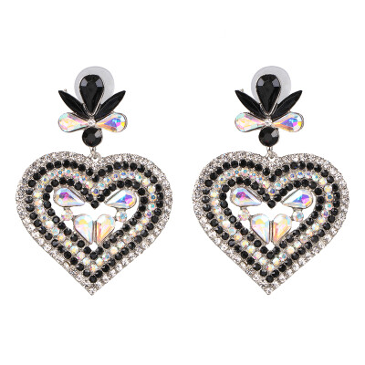 

2019 Vintage Boho Statement Crystal Heart Drop Earrings Ethnic Antique Heart-shaped Jewelry Birdal Wedding Party Accessories