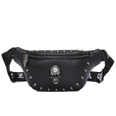 

2019 rivet fashion small chest bag street couple pockets men&women tide brand shoulder bag satchel disco bag