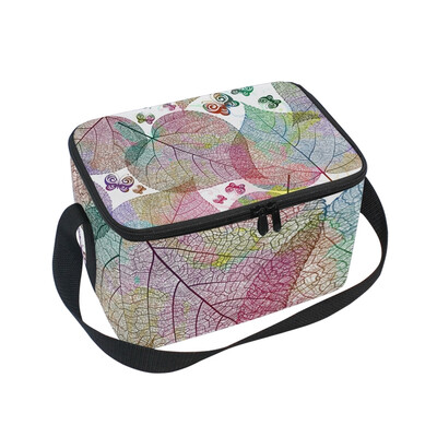 

ALAZA Insulated Lunch Box Colorful Leaves And Butterfly Lunch Bag for Men Women Portable Tote Bag Cooler Bag
