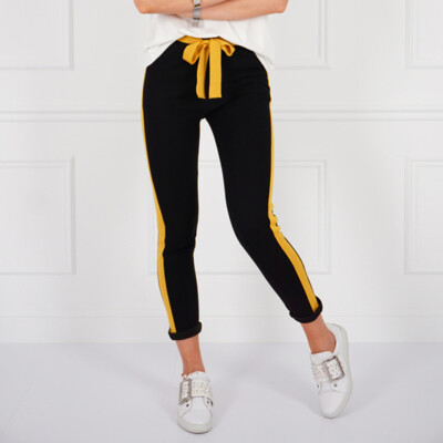 

Tailored Ladiesstripe Stitching Bowknot Tightly-fitting Casual Pants