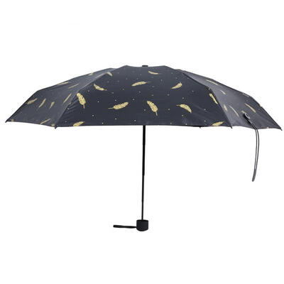 

Greensen Portable Feather Pattern Five Folds Folding Mini Pocket Sun Umbrella Reliable Protection