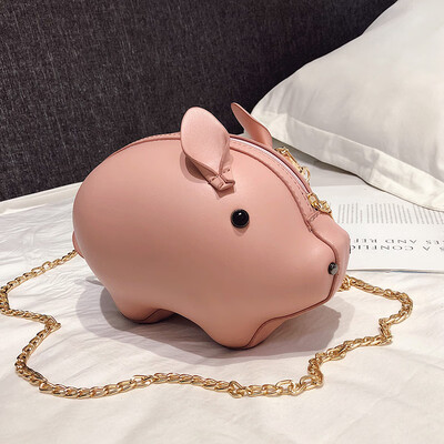 

Ins makes fun of pig bags small bags womens bags new 2019 Korean fashion chain single shoulder slant satchel one shoulder