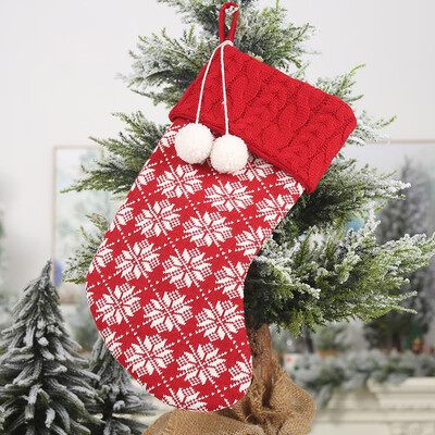 

Gobestart Christmas Stockings Wool Socks Red And White Elk Gift Bag Jewelry Knitting