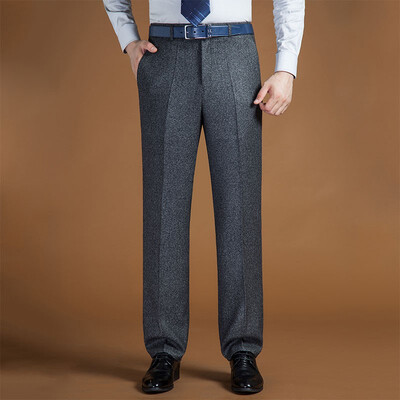 

WENGUANGUO autumn&winter thick mens trousers high waist straight free hot loose large size suit pants male 7961