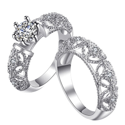 

Wedding Rings Set For Women Vintage Sterling Ring Band Hollow Out Anillos Bijoux Bague Femme