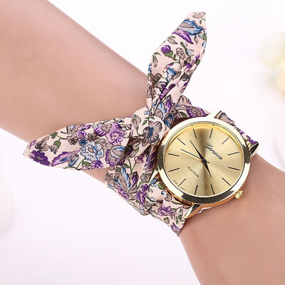 

Women Watches Vogue Floral Strap Wristwatch Womens Jacquard Cloth Quartz Watch Dress Bracelet Relogio Feminino 2018 F