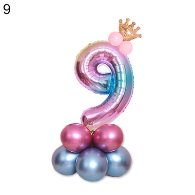 

0-9 Number Crown Foil Latex Balloon Balls Birthday Party Wedding Decor Supplies