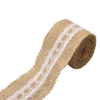 

Gobestart Wedding Party Decor Rustic Vintage Lace Edged Jute Hessian Burlap Ribbon Roll A