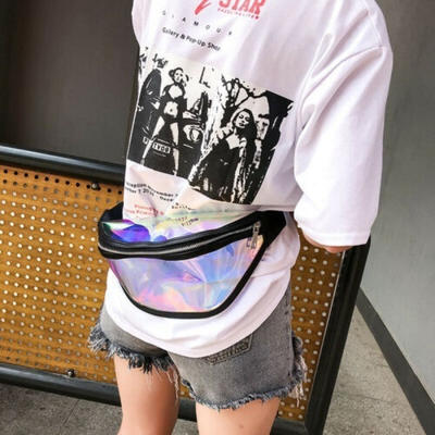 

Woman Laser Reflective Fanny Pack Chest Bag Purse Running Nylon Pocket Pouch