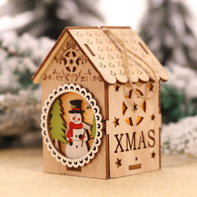 

Siaonvr LED Light Wood House Cute Christmas Tree Hanging Ornaments Holiday Decoration