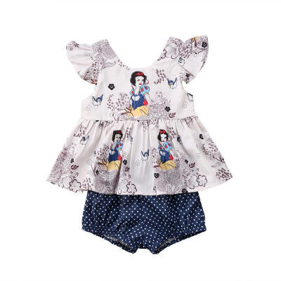 

Snow White Baby Girls Vest Tops T shirtShorts Briefs 2pcs Outfits Set Clothes