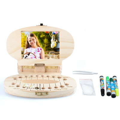 

Siaonvr DIY Coloring Kids Tooth Box Organizer Baby Save Milk Teeth Wood Storage Box