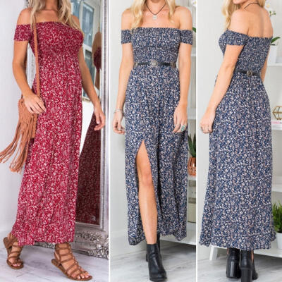 

Sexy Women Floral Summer Boho Long Maxi Evening Party Beach Dress Chiffon Dress