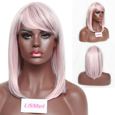 

Gobestart Mix Lubricious Bobo Wig Head Covers Inclined Bang To Buckle Inside Long Wig