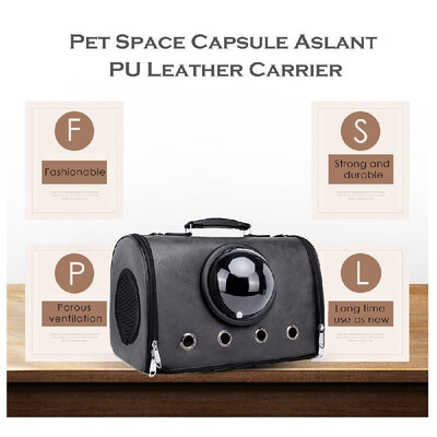 

Pet Carrier Aslant Bag Space Capsule Dog Carrier PU Leather Transparent Cover Pet Handbag for Outdoors Hiking Camping