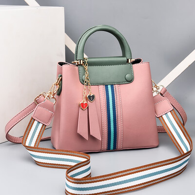 

Baggage ladiesnew fashionable Korean version of Baitao ladies collision color bucket bag with one shoulder straddle handbag