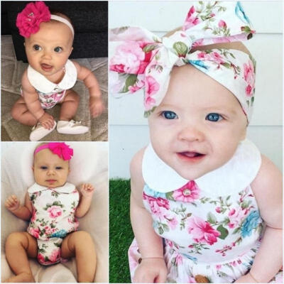 

Floral Newborn Baby Girl Bodysuit Romper Jumpsuit Headbands 2pcs Clothes Outfits