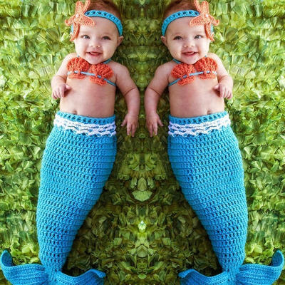 

Blue Mermaid Newborn Toddler Boy Girl Baby Beanie Costume Photo Photography Props Knit Crochet Handmade