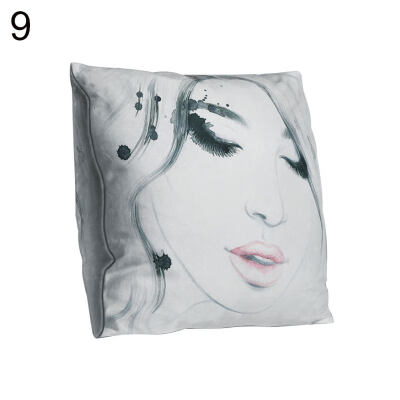 

Double-sided Print Beauty Head Portrait Pillow Case Cushion Cover Sofa Car Decor